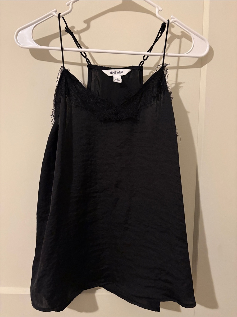 Nine West Black Lace-Trim Satin Slip